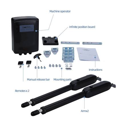 Turtech 400kg Automatic Swing Gate Opener - Heavy Duty Remote Control Gate Motor System for Residential & Commercial Security, 30m Range