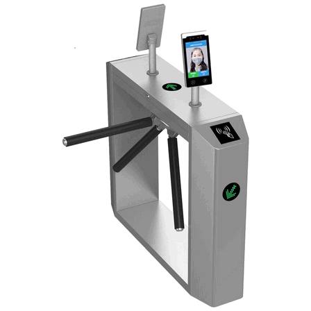 Stainless Steel Tripod Turnstile with Integrated Biometric Attendance – Smart Staff Access & Time Tracking System