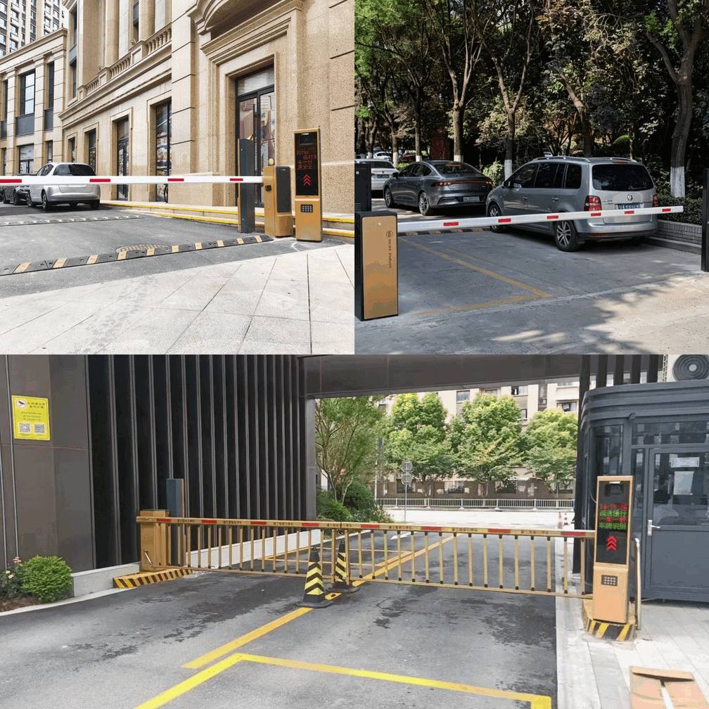 Integrated Folding Smart Parking Gate with High-Visibility Advertising Media Boom