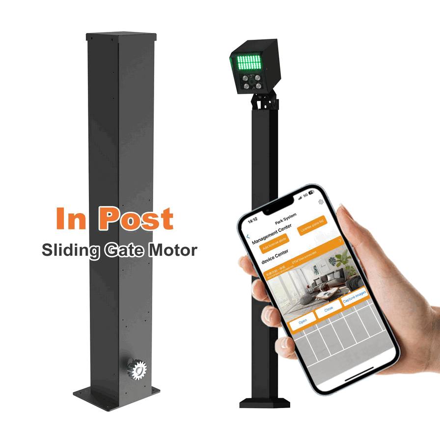 In-Post Sliding Gate Motor with Integrated LPR/ANPR Camera - Smart Automated Vehicle Access Control System for Gated Communities