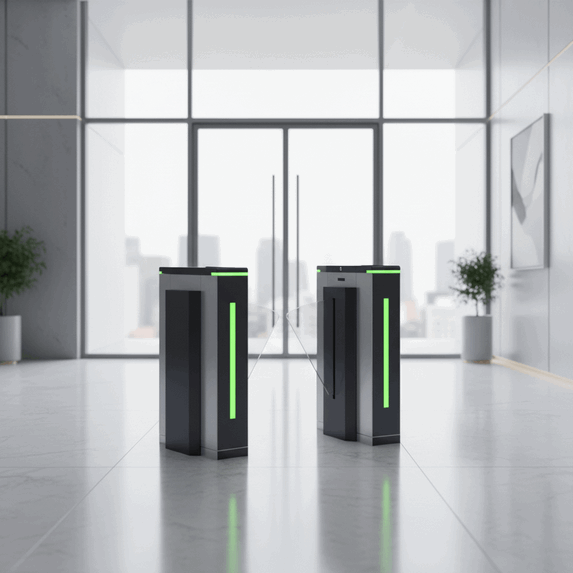 Automatic Wing Turnstile Gate - Motorized Touchless Access Control System with IC Card Reader for Secure Entry
